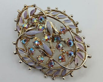 Enamel and Aurora Borealis Brooch