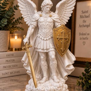 Ärkeängeln Sankt Mikael-staty | Minnesutgåva i begränsad upplaga | 3D-tryckt religiös staty | Kristen gåva
