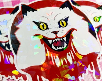 House Hausu 1977 Blanche the Witch Cat holographic sticker decal
