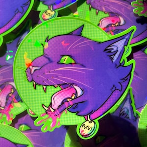 Re-animator Rufus undead cat zombie holographic sticker decal