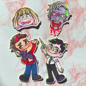 Re-animator kawaii sticker set of four holographic sticker decals