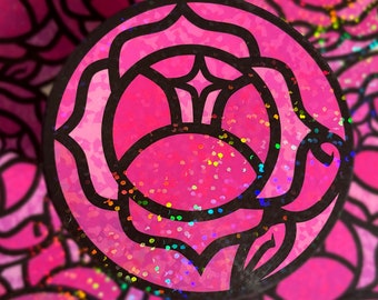 Rose Seal - holographic sticker decal