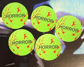 Retro VHS Rental Horror Stickers, 90s Nostalgia Sticker Decals (5pc)