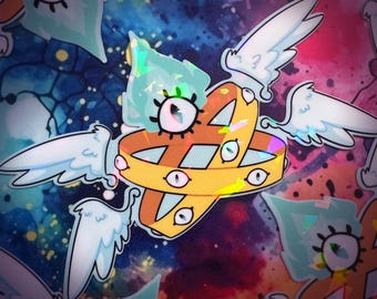 Adhesivo holográfico con ángeles ophanim bíblicamente precisos