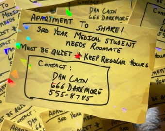 Re-animator Dan&#39;s apartment ad holographic sticker decal