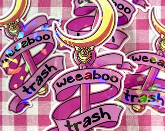 Weeaboo Trash - holographic sticker decal