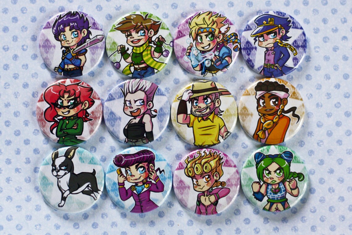 FAN MADE Jojo's Bizarre Adventure button set of 12 Etsy