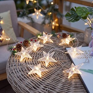 Star Fairy Lights, Christmas Gift, Cozy Bedroom Decor, Holiday Window String Lights, Winter Home Decor