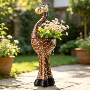 1PC Tall Giraffe Planter Statue, 49cm Resin Flower Pot, Indoor Outdoor Animal Planter,Decorative Sculpture for Home Garden Yard Decor