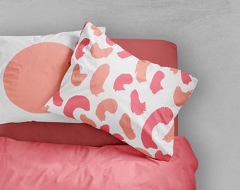 Peach and Pink Brush Strokes Pillowcase – screen print cotton bedlinen teen girl bedding kids pillowcase