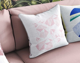 Baby Pink Pattern Play Cushion – screen print soft decorative pillow metallic trim free shipping australia girls room decor