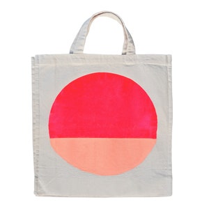 Colourful Spot Tote Bag cotton market bag beach weekender tote peach bright pink shopping bag image 1