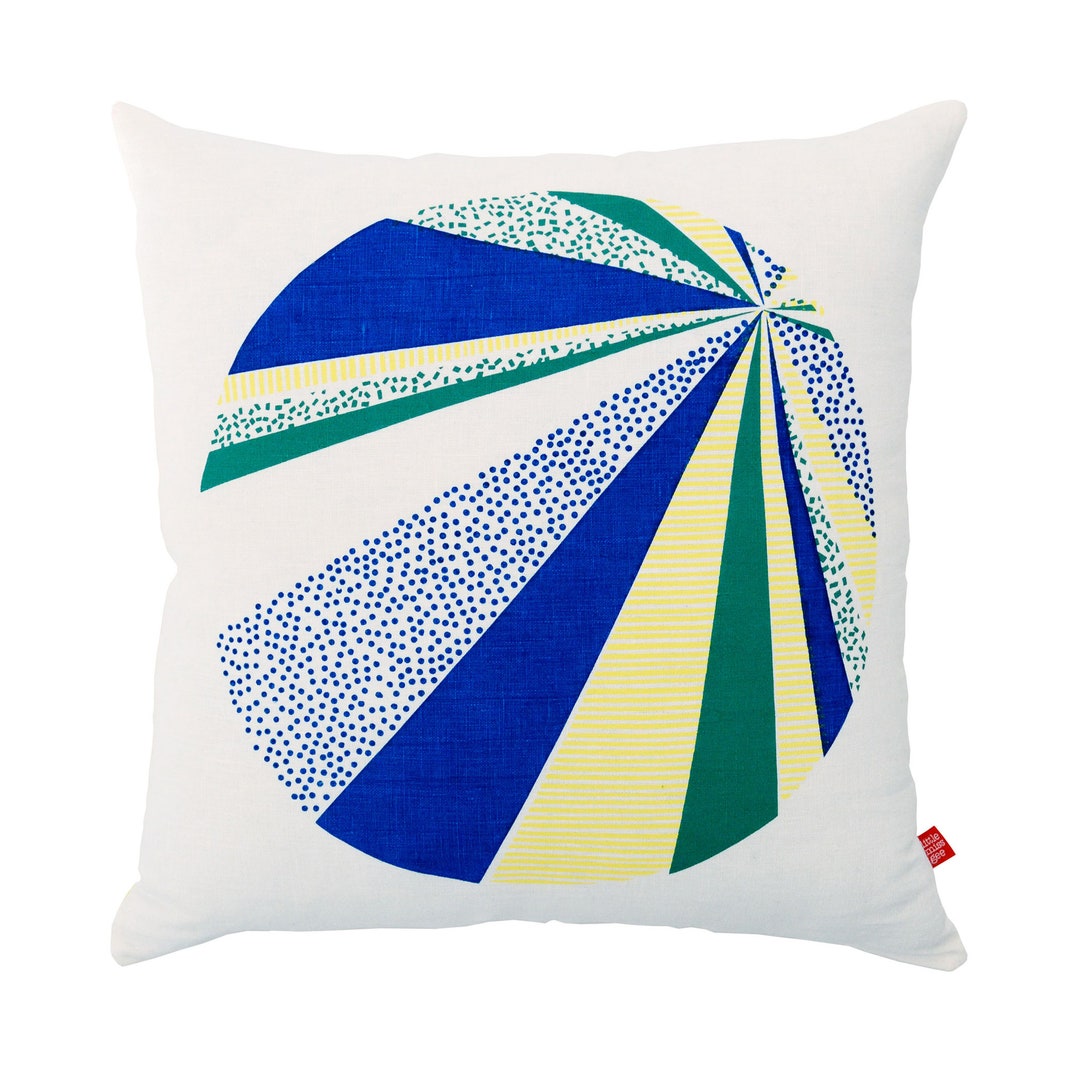 Colourful Spot Pillow Cover Yellow Stripe Blue Spots Dot Etsy