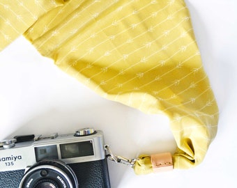 Arrow Scarf Camera Strap – tribal arrow pattern yellow travel accessories DSLR gifts for photographers