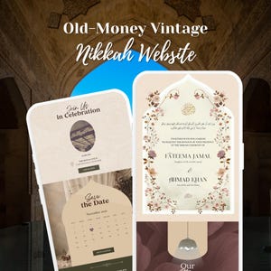 Muslimsk Nikkah-inbjudan, bröllopswebbplats med gamla pengar, Canva-mall, Nikah-inbjudan, bröllopsosak, nedräkning, islamisk digital inbjudan