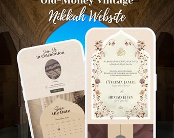 Muslim Nikkah Invitation, Old Money Wedding Website, Canva Template, Nikah Invite, Wedding RSVP, Countdown, Islamic Digital Invitation