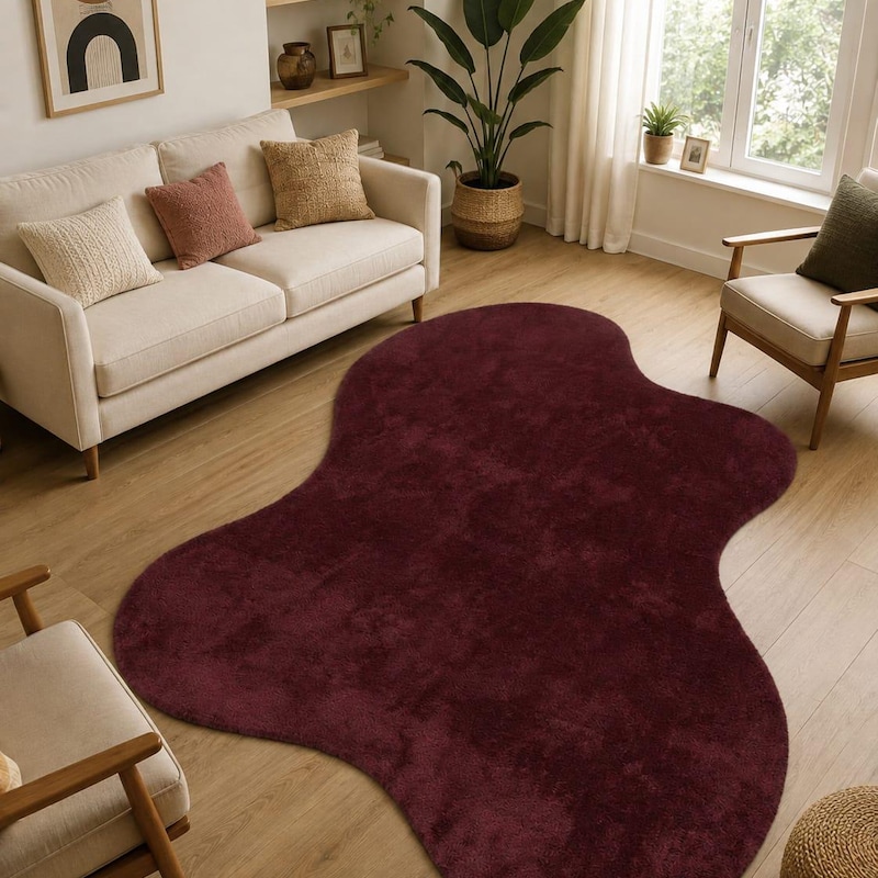 Irregular Burgundy Rug - Etsy