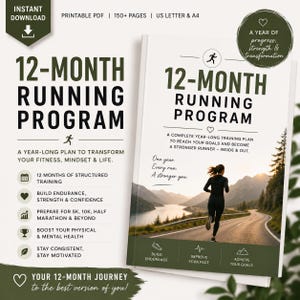 12-Month Running Program | Marathon Training Plan (Printable PDF)