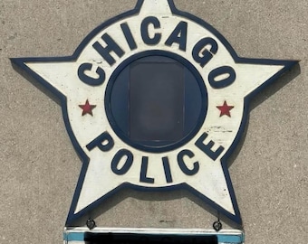 Letrero de estrella de la policía de Chicago personalizado: arte en madera CNC, placa personalizada