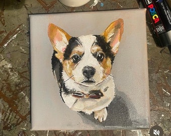 Retrato de mascota pintado a mano de 6x6