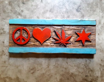 Bandera de Chicago de Peace Love Cannabis