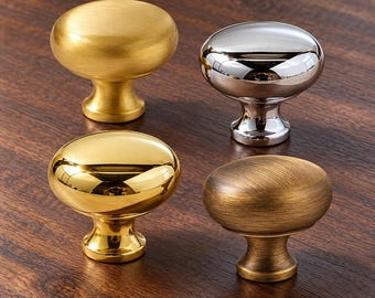 Runde Pilz-Schrankknöpfe, Schubladenknöpfe aus Messing in Goldchrom, Kommodengriffe aus antikem Messing, 30-mm-Küchenschrankbeschläge, Möbelknöpfe