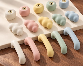 Pastellfarbene Keramik-Schrankknöpfe und Schubladengriffe, runde Wolkenknöpfe, 96 mm Griffe, rosa, blau, grün, gelb, weiß, Kinderzimmer-Kommode, Küchenbeschläge
