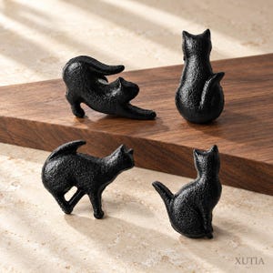 Black Cat Cabinet Knobs, Animal Drawer Pulls, Cat Dresser Handles, Kitchen Cupboard Hardware, Decorative Furniture Knobs, Cat Lover Gift