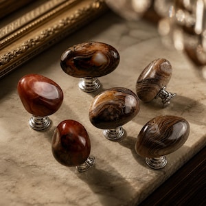 Natural Agate Cabinet Knobs, Stone Drawer Knobs, Kitchen Cabinet Hardware, Luxury Wardrobe Handles, Bathroom Vanity Pulls