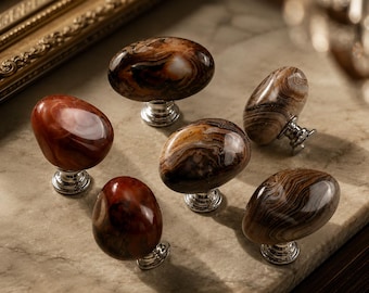 Natural Agate Cabinet Knobs, Stone Drawer Knobs, Kitchen Cabinet Hardware, Luxury Wardrobe Handles, Bathroom Vanity Pulls