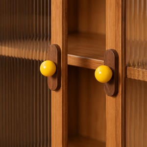 Colorful Wood Cabinet Knob, Ceramic Ball Drawer Pull, Wooden Cabinet Handle, Kitchen Hardware, Dresser Knob, Modern Furniture Pull