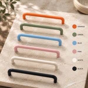 Colorful U Shaped Cabinet Handles Modern Drawer Pulls Kids Safe Furniture Hardware Aluminum Alloy Wardrobe Dresser Handles Set 6 Colors Set