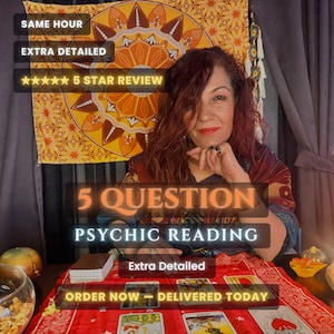 5 Question Psychic Reading Same Hour, Ask Any Five Questions, No Tools Clairvoyant Medium Answers, Handwritten Detailed Reading