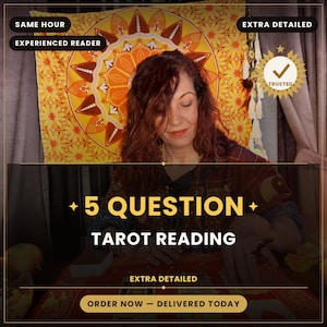 5 Question Tarot Reading Same Hour, Ask Any Five Questions Card by Card Answers, Love Career Money Tarot, Detailed Fast Same Day Delivery