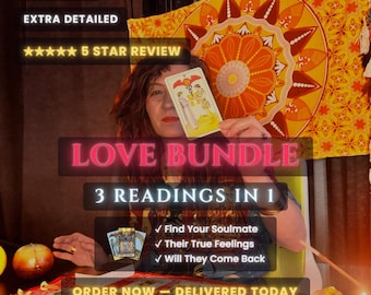 Love Bundle 3 Psychic Readings Same Hour, Find Your Soulmate, Their True Feelings, Will They Come Back, Handwritten Love Tarot