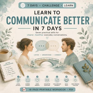 Communication Skills Workbook, 7-Day Printable PDF, Active Listening for Better Relationships