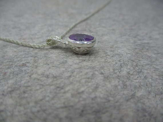 Vtg Sterling Silver 925 Amethyst Pendant Italy Pr… - image 3