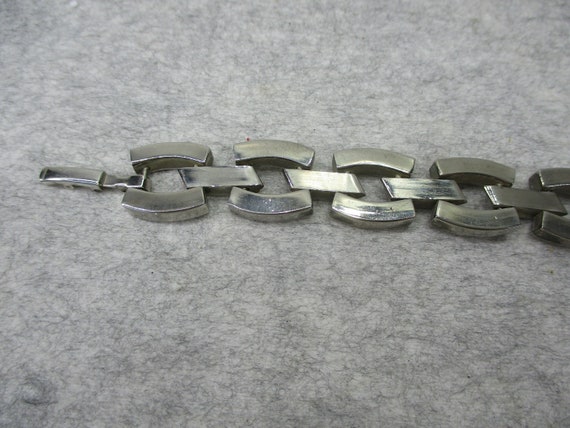 Vintage Men's Stainless Silver Link Chain Bracele… - image 8
