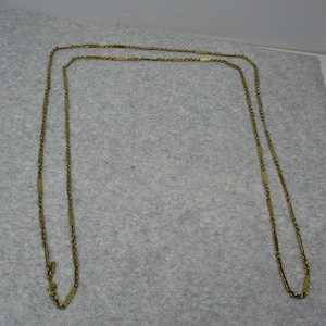 Vintage Signed Patent Pend Monet Gold Tone Chain Necklace 55&quot; Long