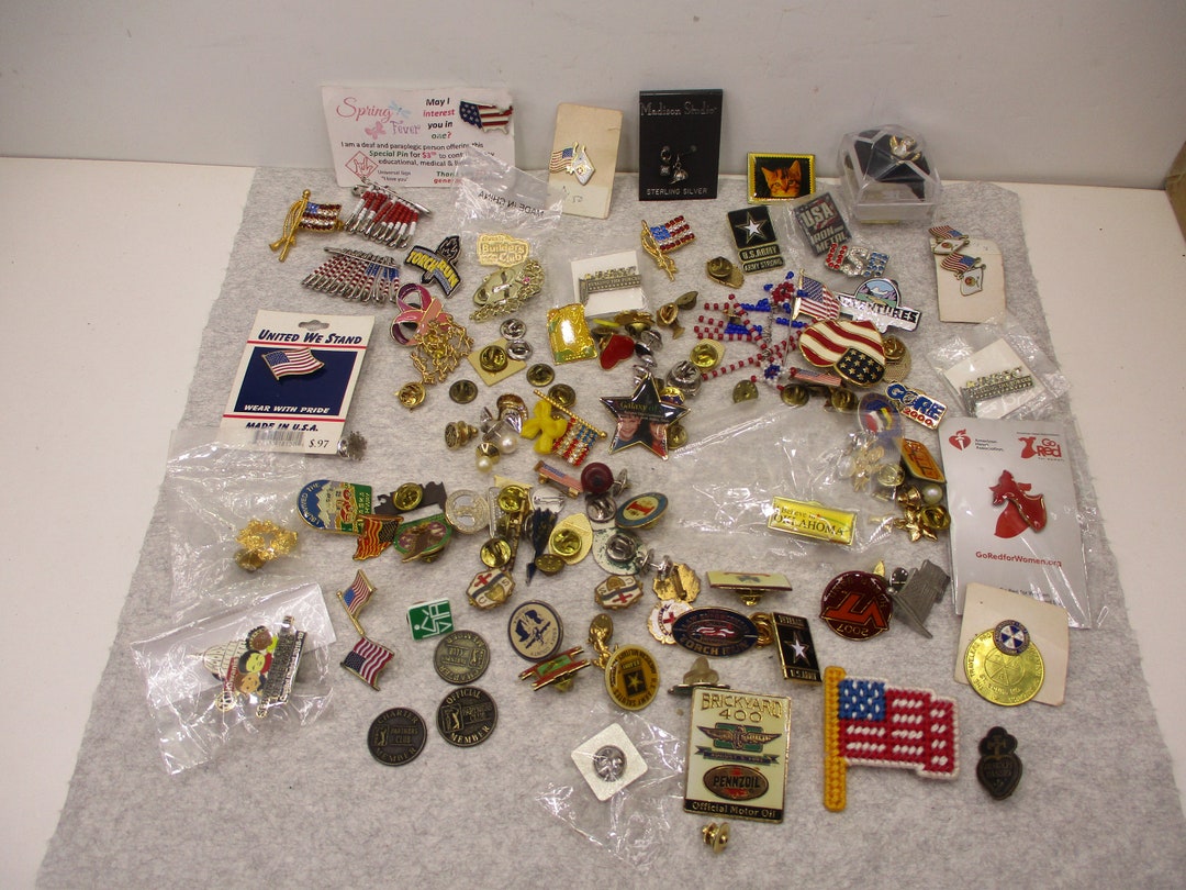 Vintage Lapel Pins Lot Hat Pin Tac Souvenir Enamel Pinbacks Brooch 1 ...