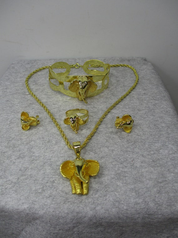 Vintage Gold Plated PL Gold Elephant Bracelet Ring