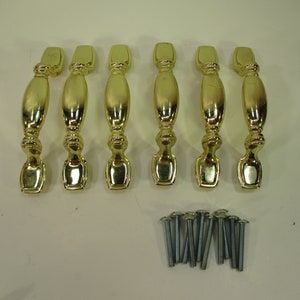 6 Vintage Keeler KBC Brass Drawer Pull Furniture Hardware 3&quot; Holes