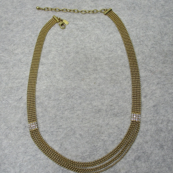 Vintage LR Lady Remington Necklace Designer Ball Rhinestone Chain 20 1/2" Long