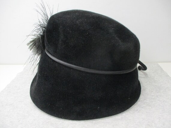Vintage Black Cloche Ladies Women Hat Mark III De… - image 3