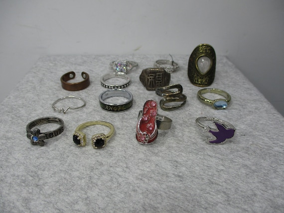 14 Vintage To Modern Rings Sterling Silver Silver… - image 1