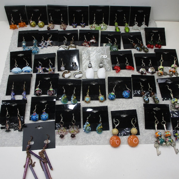 36 Sets Handmade Blown Art Glass Crystal Dangle Drop Earrings