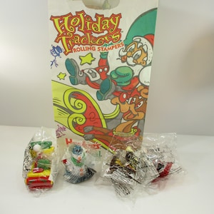 Hardees 1996 Funmeal Christmas Holiday Trackers 4 Ornaments Original Bag #4