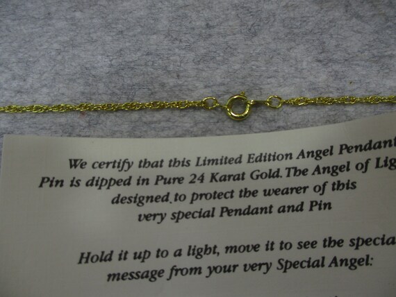 Vintage 24 kt Gold Dipped Angel Pendant Brooch Ne… - image 4