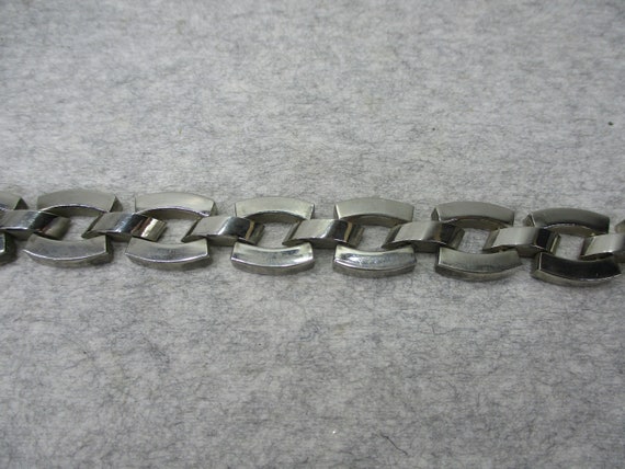 Vintage Men's Stainless Silver Link Chain Bracele… - image 5