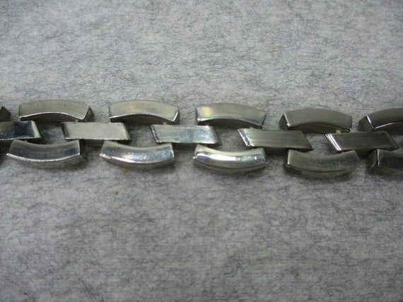 Vintage Men's Stainless Silver Link Chain Bracele… - image 6